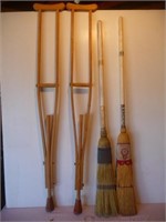 Crutches and Straw curling brooms