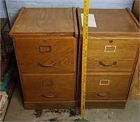 2-Two Drawer Oak File Cabinets, 16 in wide,