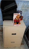 Metal 2 drawer file cabinet, with miscellaneous.