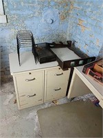 2 Piece Metal Desk, with 2 File Cabinets,