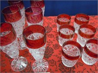 12 INDIANA DIAMOND POINT RUBY RED FLASH GLASSES