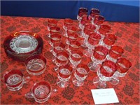 KING CROWN RUBY FLASHED PLATES GLASSES MISC