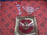 IRRODECENT RUBY & CLEAR GLASS ITEMS