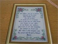 LORDS PRAYER CROSS STSTCHED 16 X 13