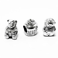 LOT 3 Sterling Silver PANDORA Charms