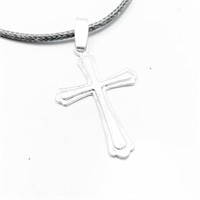 20" Designer Silver Cross Cord Necklace