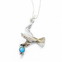Navajo Turquoise Flying Bird Silver Necklace