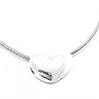 20" Modern Silver Heart Cord Necklace