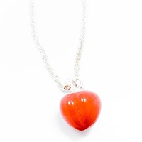 Natural Agate Sterling Silver Peach Necklace 17"