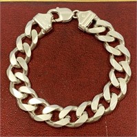 Italian HEAVY Curb Link Silver Bracelet