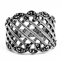 Wide Artisan Silver & Marcasite Lattice Band Ring