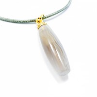 20" Polished Grey Agate & Gold Bottle Necklace