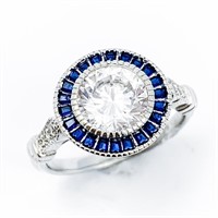 Millard Art Deco Sapphire-Blue Cocktail Ring