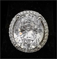 $725 6.5+ CT White Larenskite® & Silver Halo Ring