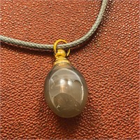 20" Polished Agate & Gold Bottle Cord Necklace