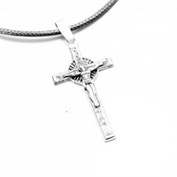 20" Handwrought Silver Crucifix Cord Necklace