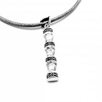 Modern Diamante & Marcasite Silver Cord Necklace