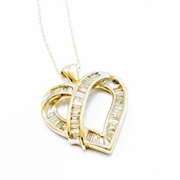 1.25 CT Diamond Heart Necklace 10k Yellow Gold