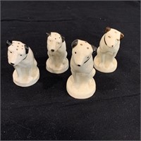 Set 4 Vintage Porcelain Dog Salt Pepper Shakers
