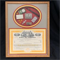 Framed 1978 SHELL Stock Certificate Memorabilia