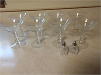 8 candlewick goblets, s&p, covered dish