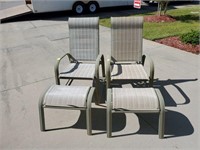 PAIR OF OUTDOOR CHAIRS W/ OTTOMANS