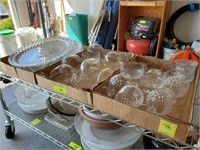 3 TRAYS OF CLEAR GLASS DISHES