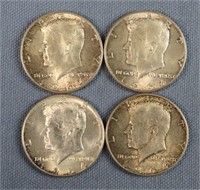(4) 1964 Kennedy Silver Half Dollars