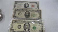 $2 RED NOT, 1934 $20 FED RESERVE NOTE, 2001 BUSH