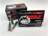 100rds of .223 ammunition by Wolf 55gr FMJ