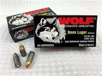 100rds of 9MM ammo by Wolf 115 gr FMJ