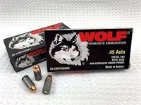 100rds of .45 auto ammo by Wolf 230gr FMJ