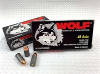 100rds of .45 auto by Wolf 230gr FMJ