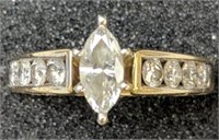 14k Gold Marquis Cut Diamond Ring 2.5 Dwt