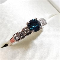 $8200  Blue Diamond(0.5ct) Diamond(0.35ct) Ring