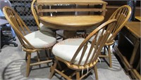 Oak Pedestal Table With Four Chairs;