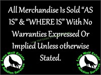 All Items Sold "As Is" & "Where Is"