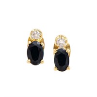 Plated 18KT Yellow Gold 1.10ctw Black Sapphire and