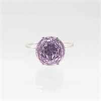 Natural 6.5ct Hand Carved Rose Amethyst Ring