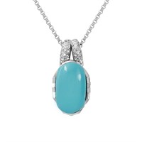 14KT White Gold 13.00ct Turquoise and Diamond Pend