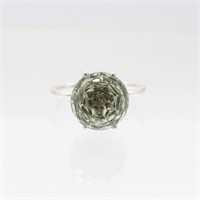Natural 7ct Hand Carved Green Amethyst Ring