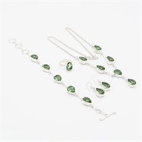 Impressive 4 Piece Green Amethyst Jewelry Set