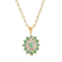 Plated 18KT Yellow Gold 1.00ctw Emerald and Diamon