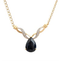Plated 18KT Yellow Gold 6.05ct Black Sapphire and