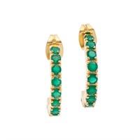 Plated 18KT Yellow Gold 1.20ctw Green Agate and Di