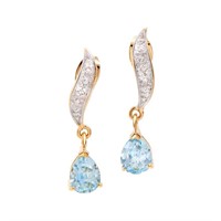 Plated 18KT Yellow Gold 2.05ctw Blue Topaz and Dia