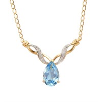 Plated 18KT Yellow Gold 4.75ctw Blue Topaz and Dia