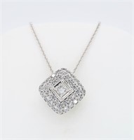 18KT White Gold 0.60ctw Diamond Pendant with Chain