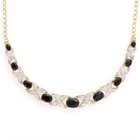 Plated 18KT Yellow Gold 6.18ctw Black Sapphire and