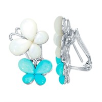 18KT White Gold Opal and Turquoise Earrings